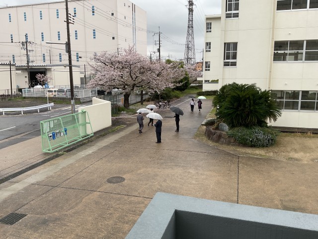保護者が来校する頃には雨模様でした